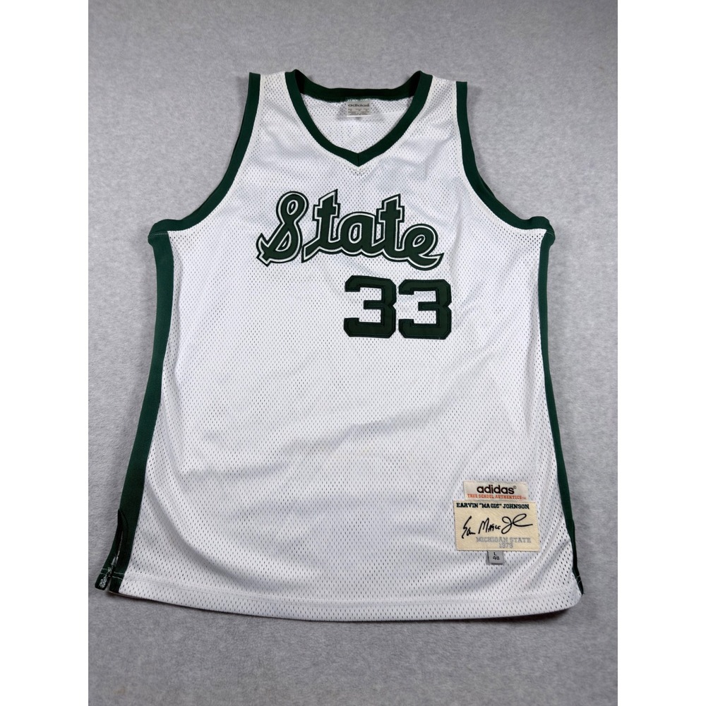 Adidas Basketball Jersey Mens 48 White  Magic Johnson Michigan State 33 1979